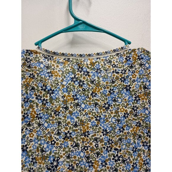 Max Studio Womens BOHO Cottagecore Blouse Top Medium Floral Smocked Faux Wrap - Picture 9 of 10